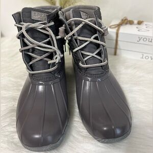 Sperry Saltwater Puff Nylon Quilted Duck Boots Women size 8.5 grey